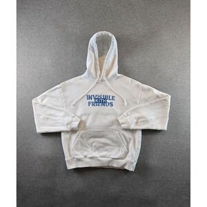 KITH x Invisible Friends Hoodie Mens Small White Embroidered Pullover Sweatshirt